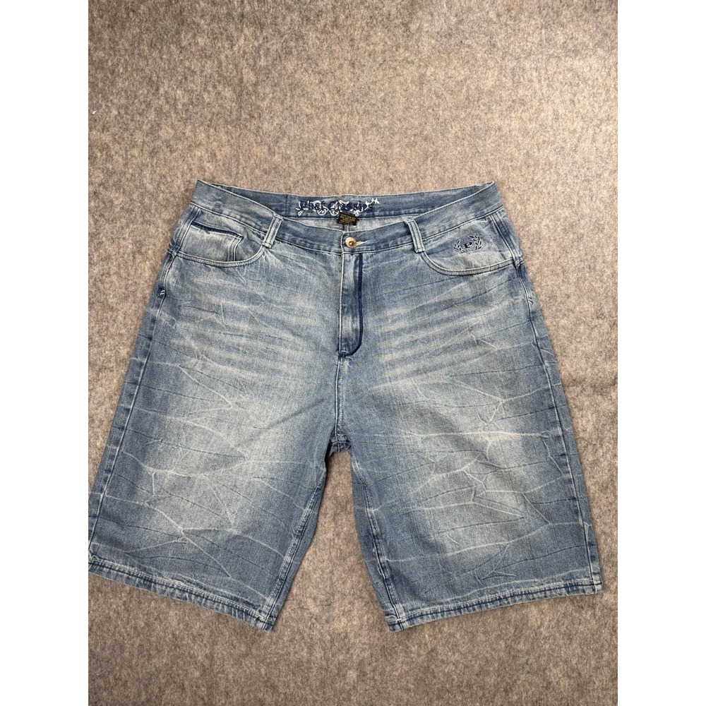 Phat Farm Classics Y2K Baggy Bermuda Denim Shorts Mens‎ 42 x 13.75 Light Wash